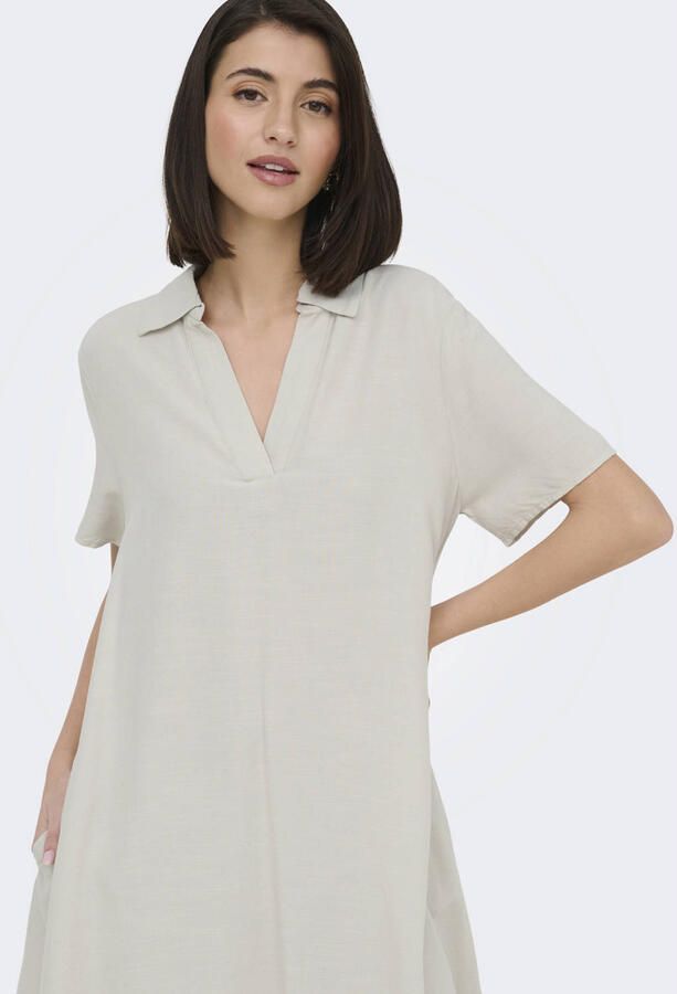 JDY linnen midi jurk beige