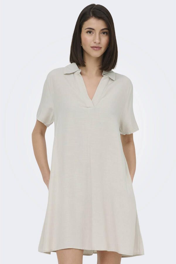 JDY linnen midi jurk beige - Foto 2