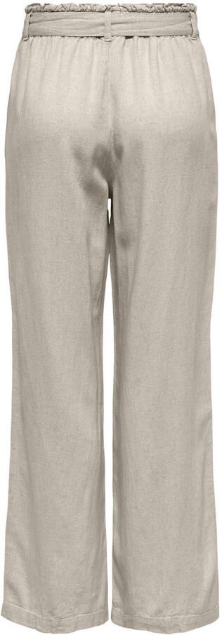 JDY linnen wide leg regular waist casual broek lichtgrijs