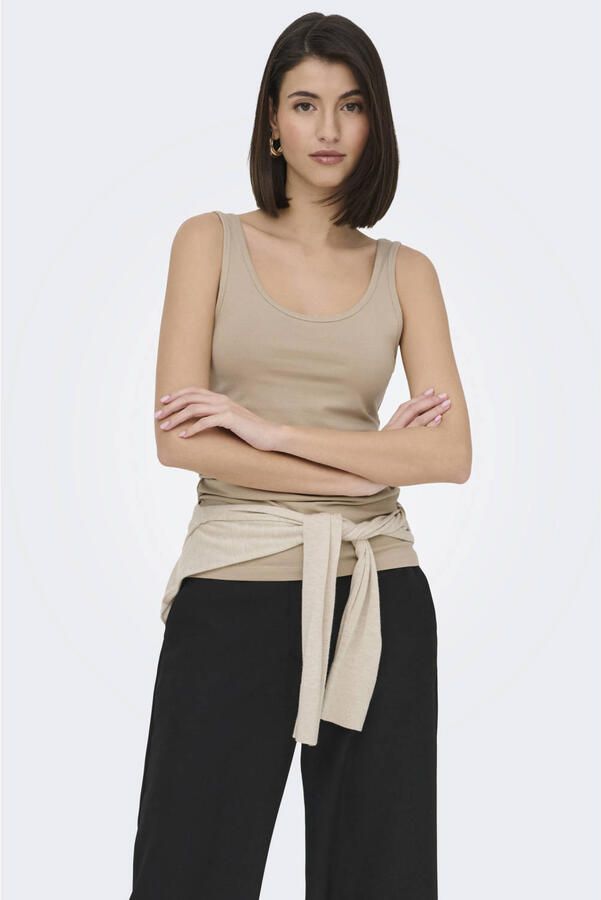 JDY mouwloze top beige