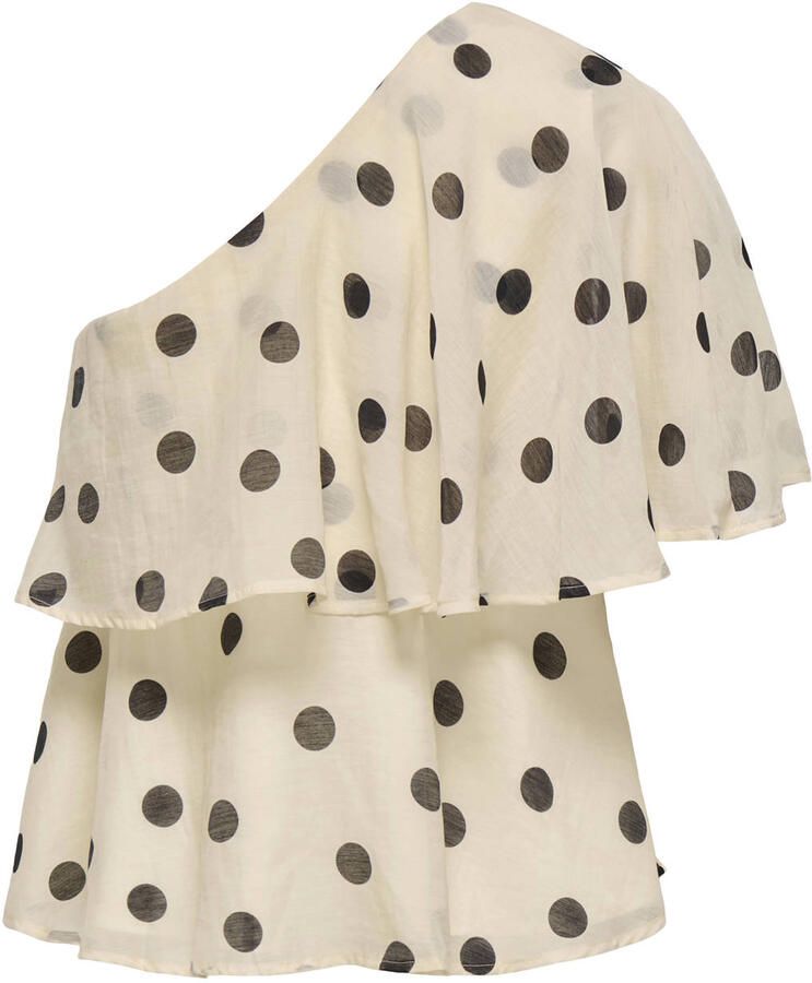 JDY one shoulder top met stippen ecru - Foto 2