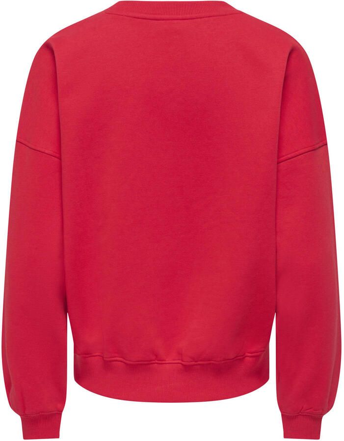JDY oversized sweater met borduursels en tekst rood - Foto 2