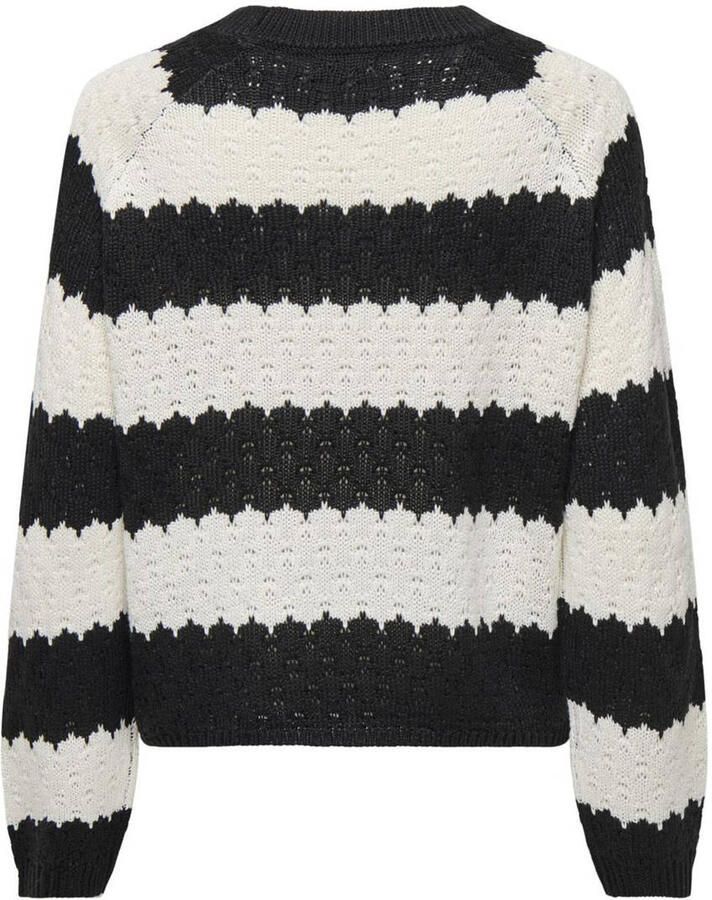 Jacqueline de Yong Gestreepte gebreide trui met ronde hals Multicolor Dames