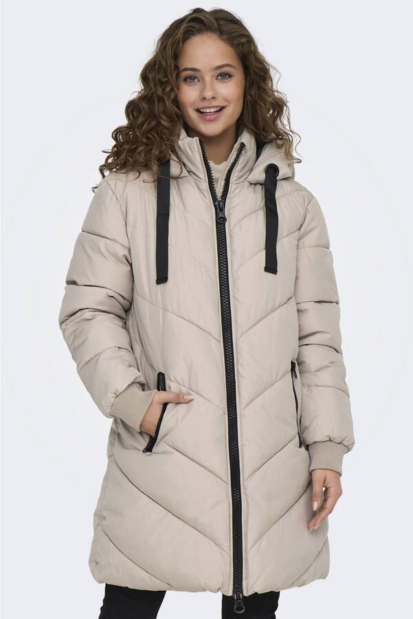 JDY quilted pufferjas zand