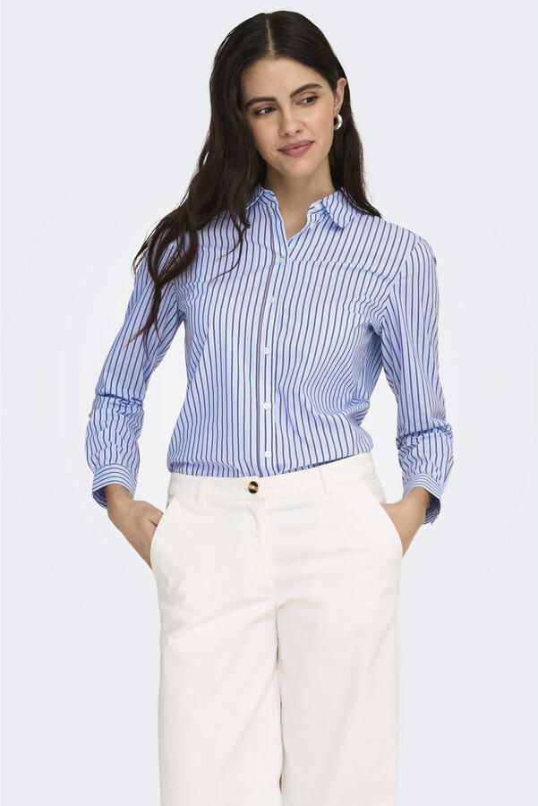 JDY rechtvallend gestreepte blouse blauw