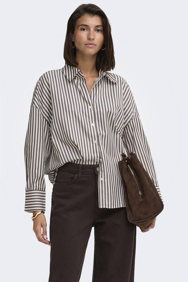 JDY rechtvallende gestreepte blouse bruin