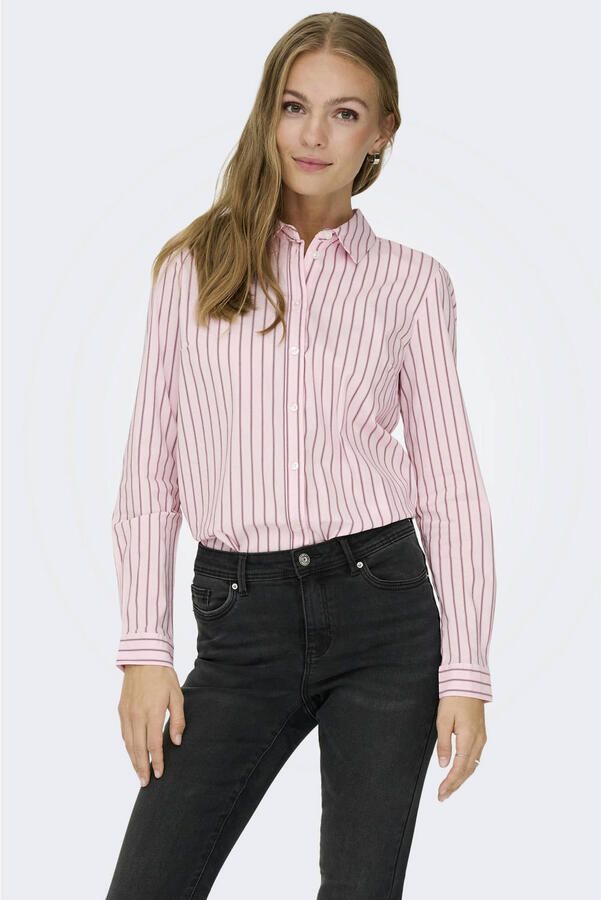 JDY rechtvallende gestreepte blouse roze