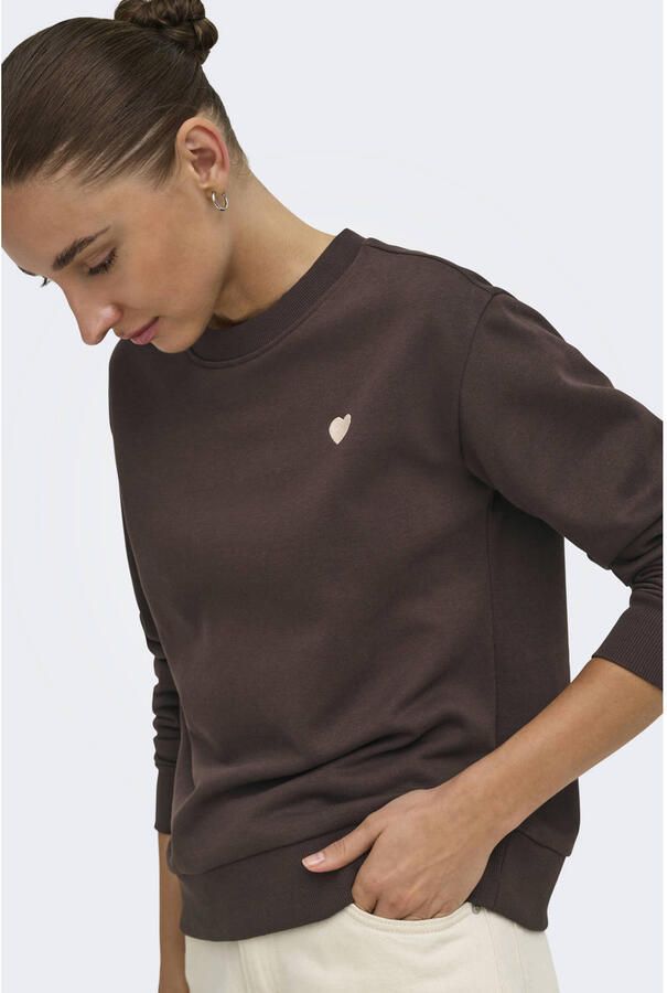 JDY rechtvallende sweater met borduursels en print bruin