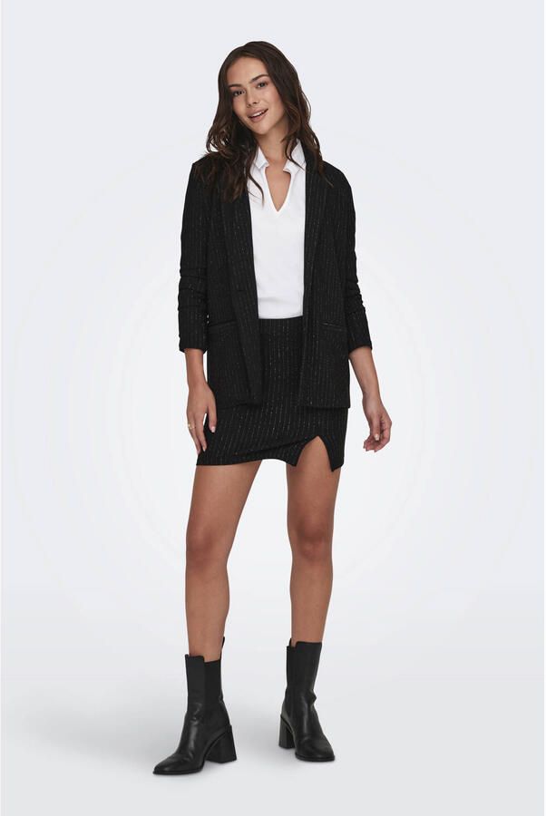 JDY regular blazer met krijtstreep zwart met glitter - Foto 3