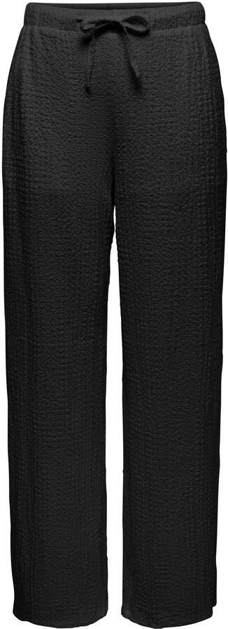 JDY regular waist casual broek met textuur zwart