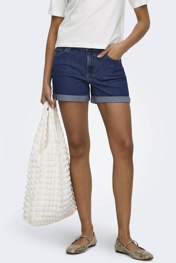 JDY regular waist short dark blue denim