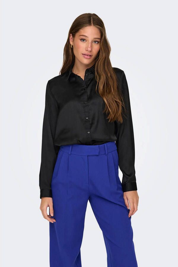 Jacqueline de Yong Zwarte damesoverhemd met lange mouwen Black Dames