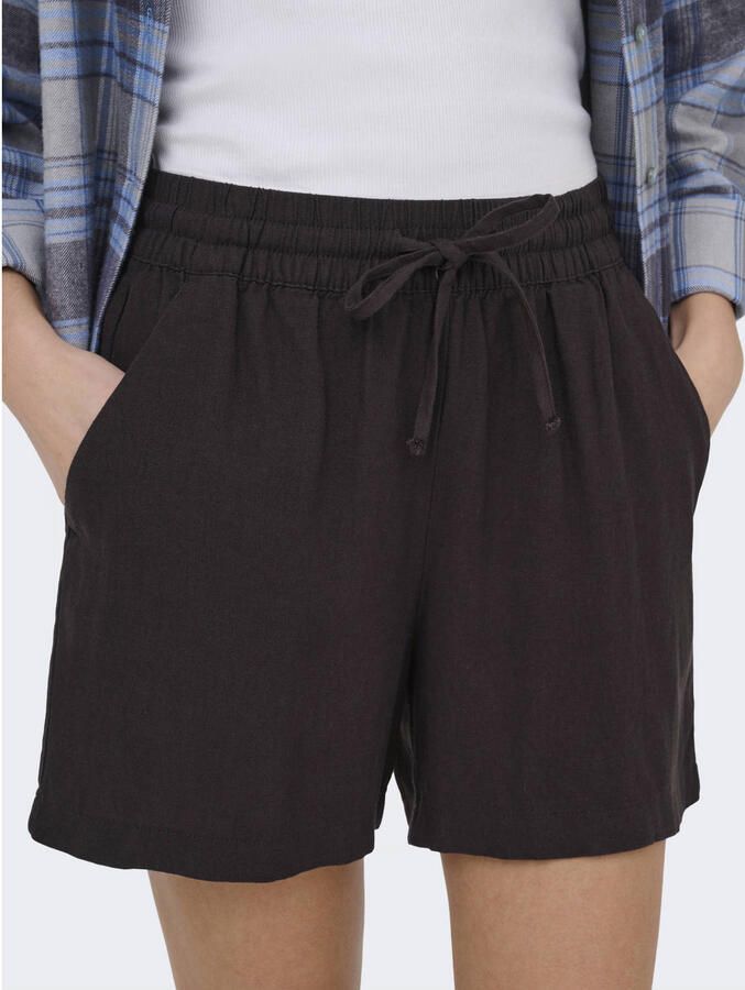 JDY straight high waist casual short donkerbruin - Foto 2