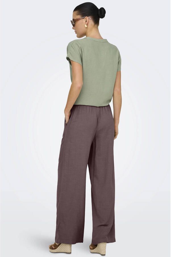JDY straight regular waist casual broek donkerpaars - Foto 2