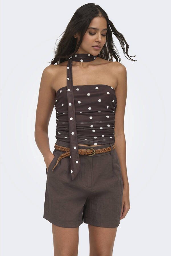 JDY strapless top met stippen bruin