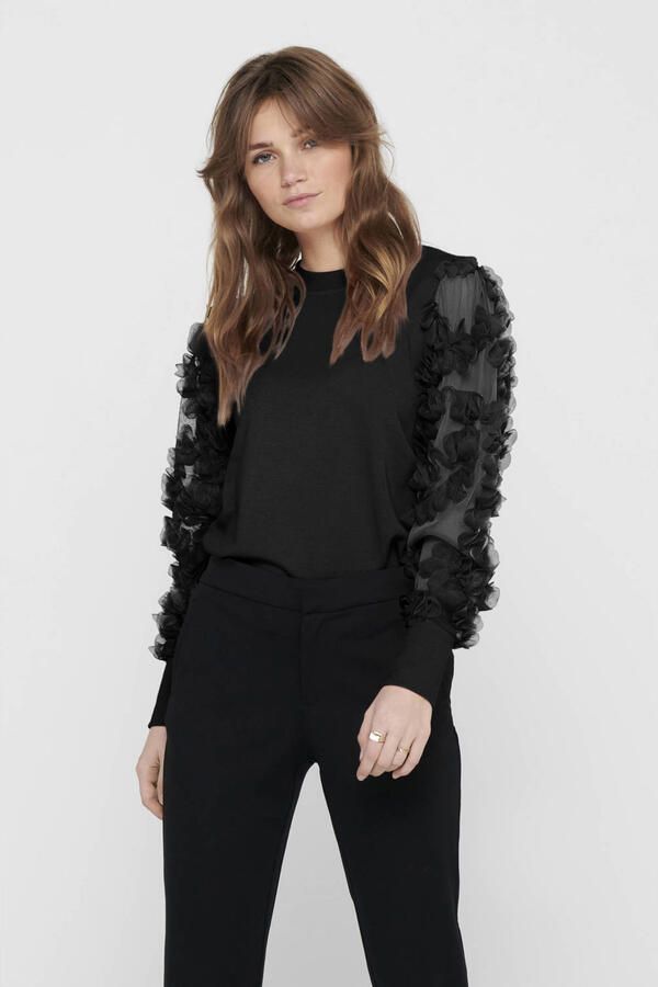 Jacqueline de Yong Zwarte Katoenen Gebreide Kleding Herfst Winter Collectie Black Dames - Foto 3