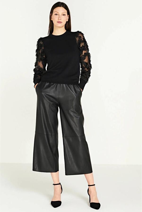 Jacqueline de Yong Zwarte Katoenen Gebreide Kleding Herfst Winter Collectie Black Dames - Foto 2