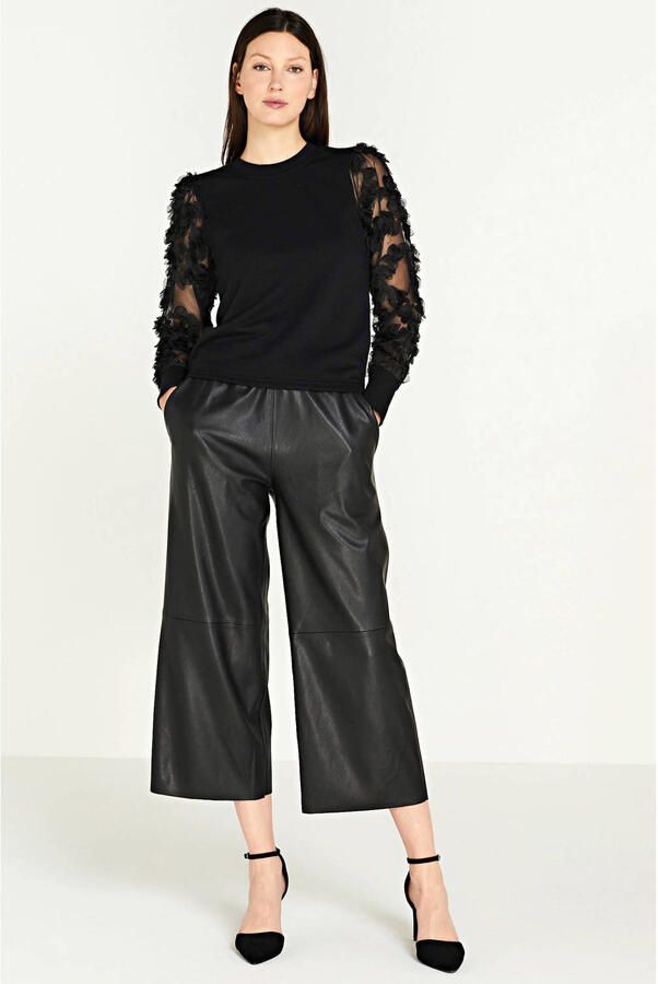 Jacqueline de Yong Zwarte Katoenen Gebreide Kleding Herfst Winter Collectie Black Dames - Foto 4