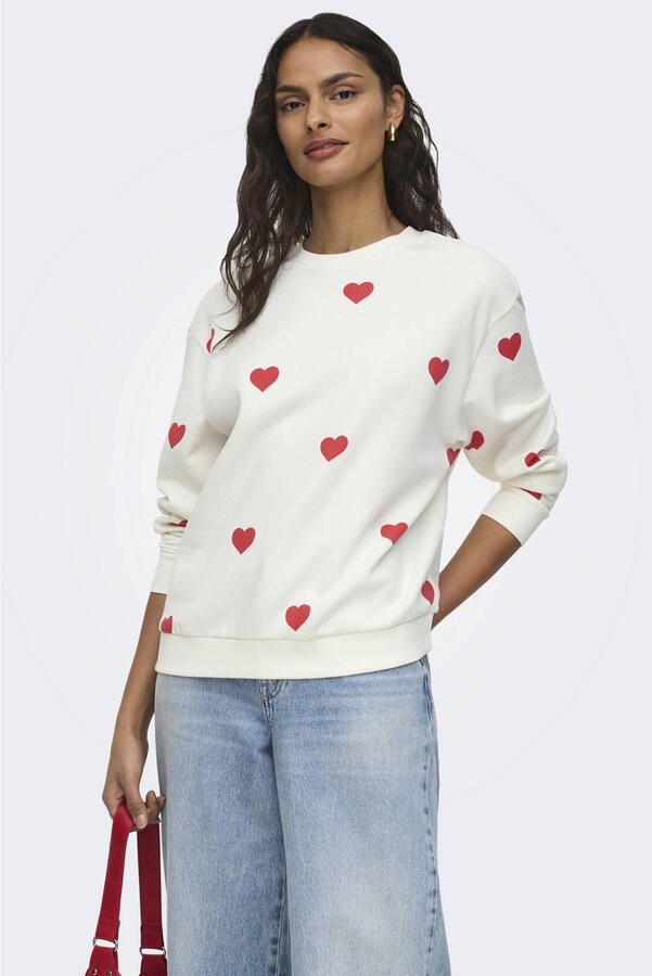 JDY sweater met hartjes ecru