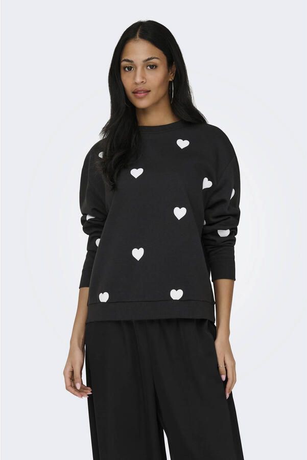 JDY sweater met hartjes zwart