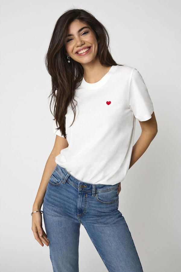 Jacqueline de Yong Dames Katoenen T-shirt Lente Zomer Collectie White Dames