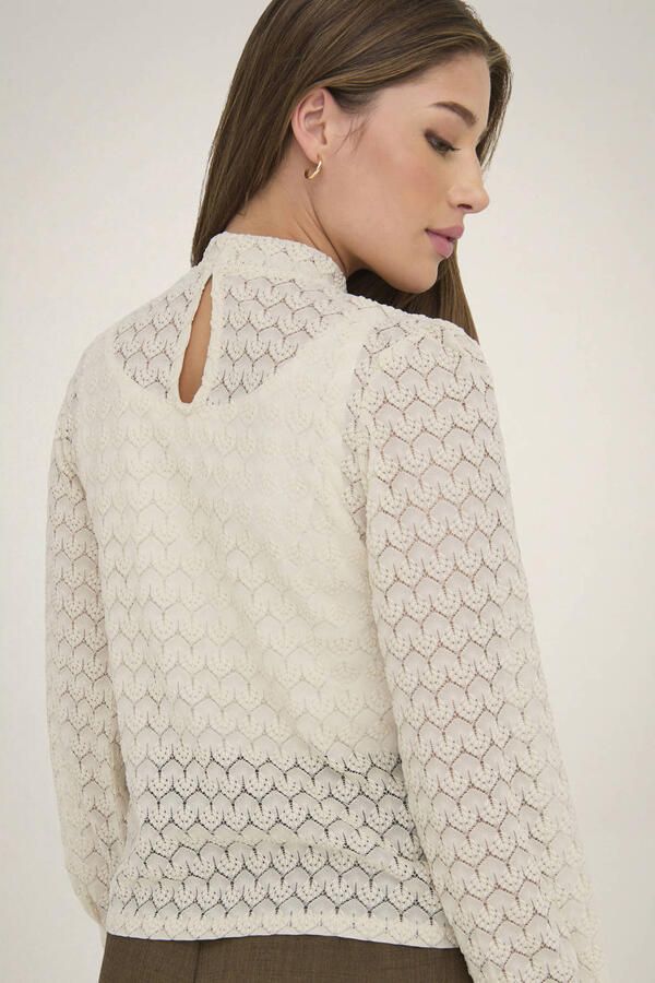 Jacqueline de Yong Beige Longsleeve T-shirt Polyester Top Beige Dames