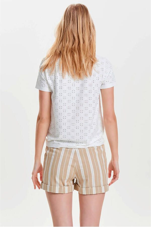Jacqueline de Yong Witte Eyelet Detail T-Shirt White Dames - Foto 2