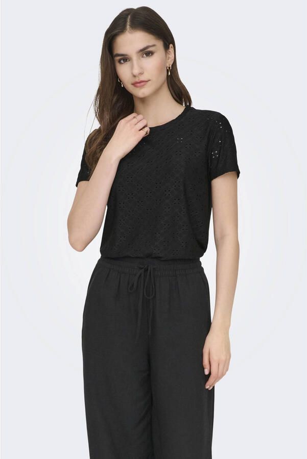 Jacqueline de Yong Zwart T-shirt met korte mouwen Black Dames