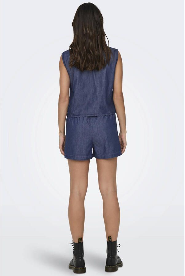 Jacqueline de Yong Blauw Katoenen Mouwloze Strik Voorkant Top Blue Dames - Foto 2