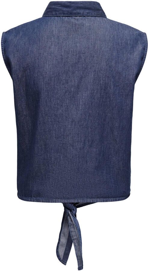 Jacqueline de Yong Blauw Katoenen Mouwloze Strik Voorkant Top Blue Dames - Foto 3