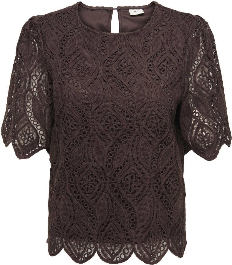 JDY top met broderie bruin
