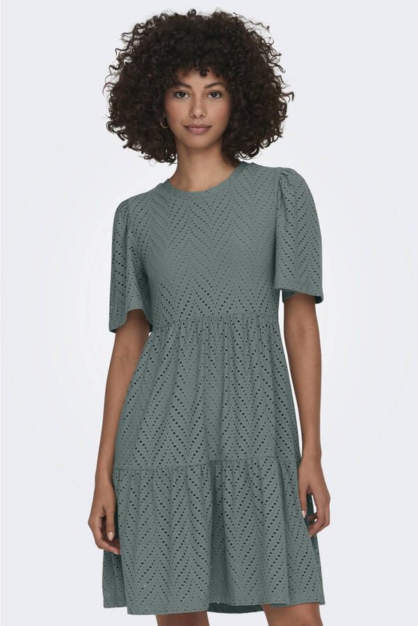 JDY trapeze jurk CARLA met volant groen
