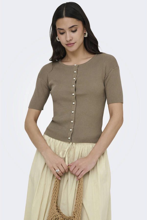JDY vest gebreid taupe - Foto 3