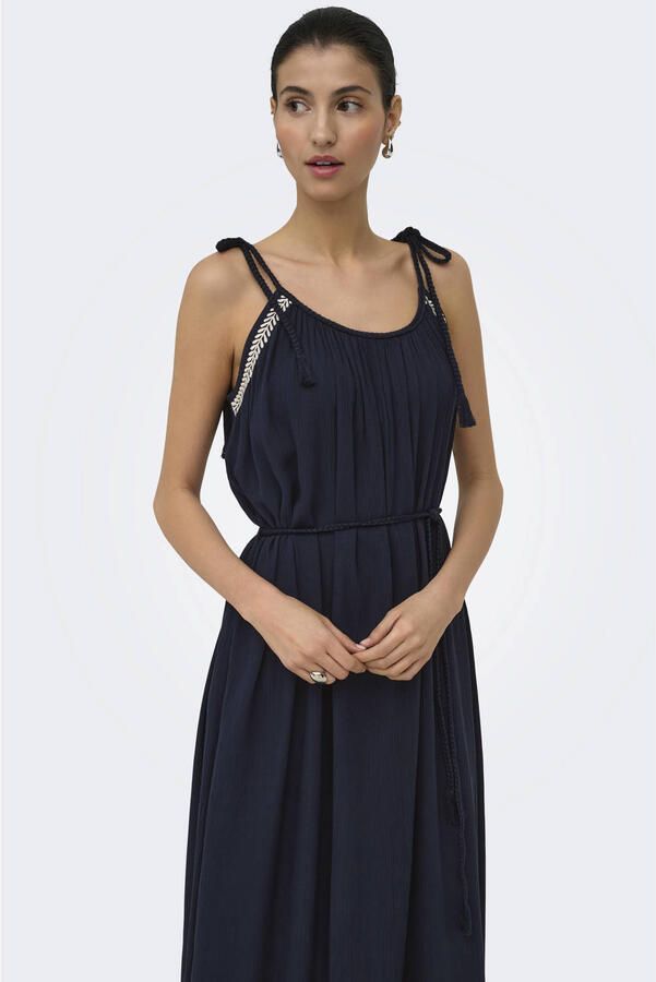 JDY viscose maxi jurk met borduursels donkerblauw