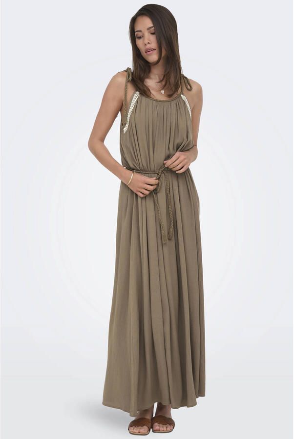JDY viscose maxi zomerjurk met borduursels bruin - Foto 2