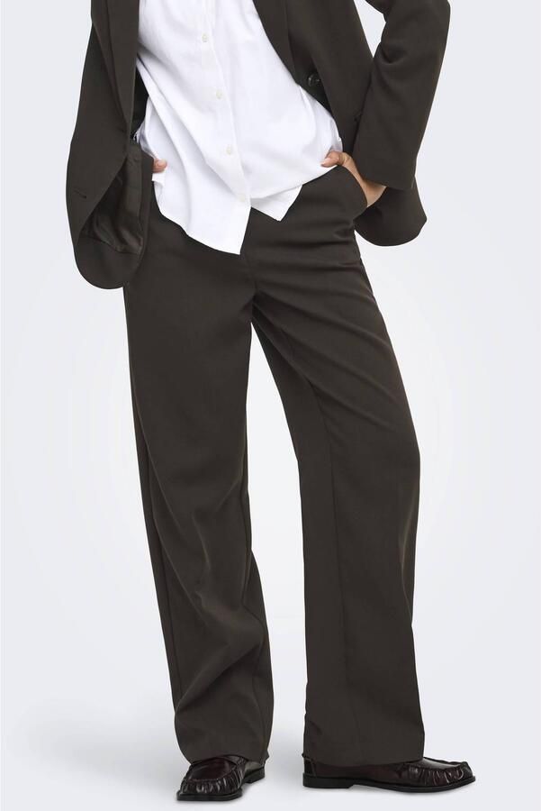 JDY wide leg casual broek donkerbruin