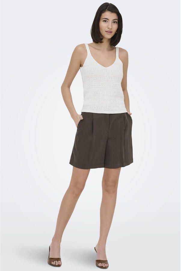 JDY wide leg casual short met plooien donkerbruin - Foto 2