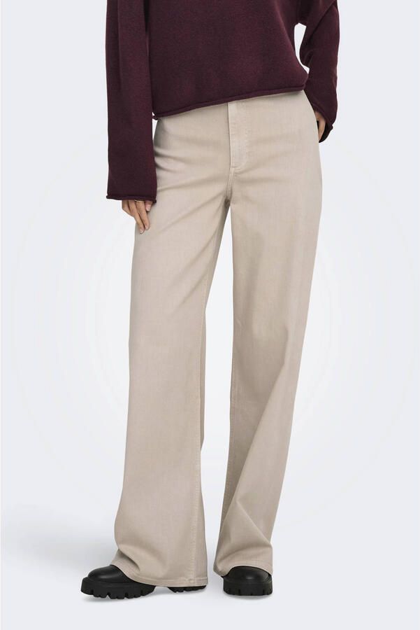 JDY wide leg high waist casual broek taupe