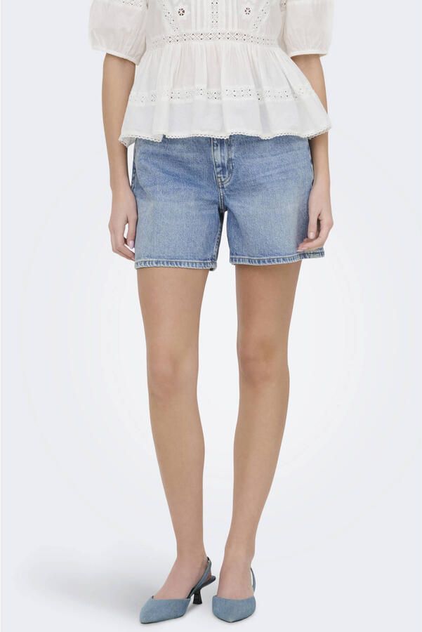 JDY wide leg high waist short light blue denim