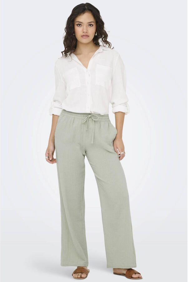 JDY wide leg regular waist casual broek grijsblauw - Foto 3