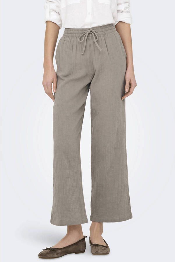 JDY wide leg regular waist casual broek lichtkaki - Foto 2