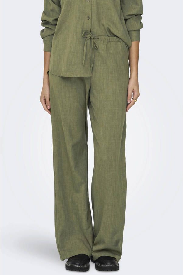 JDY wide leg regular waist casual broek olijfgroen