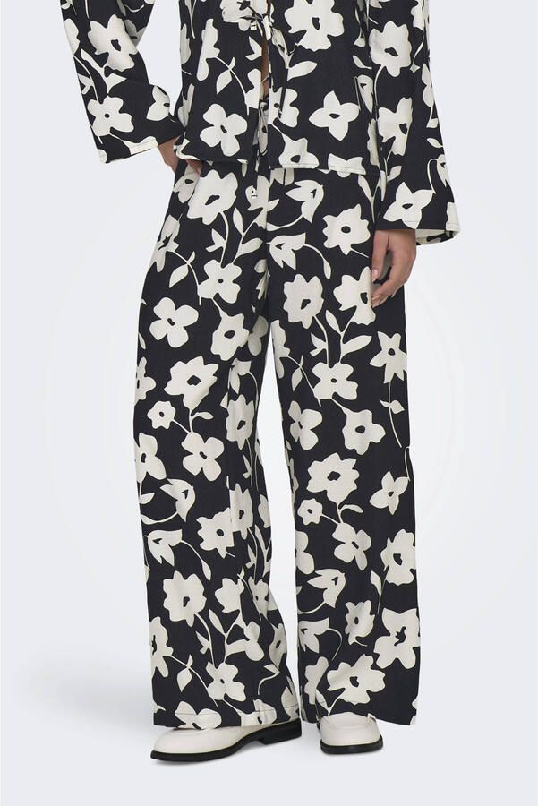 JDY wide leg regular waist casual broek zwart