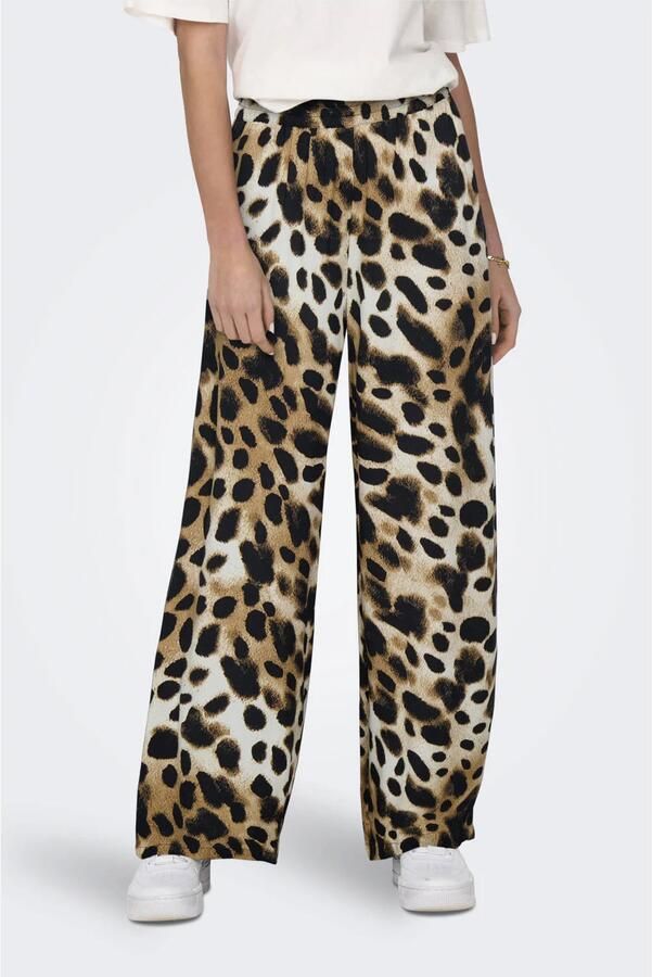 JDY wide leg regular waist palazzo broek donkerbruin