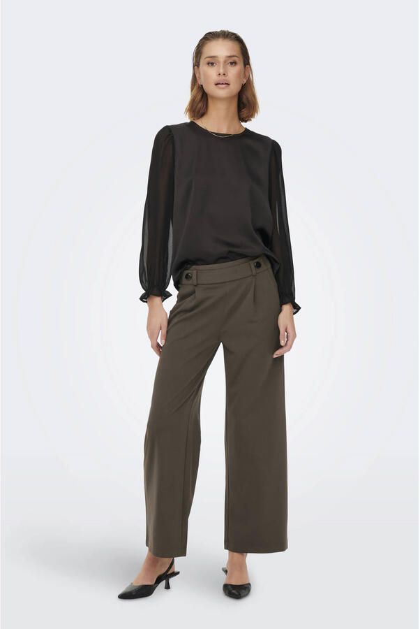 JDY high waist wide leg broek GEGGO donkerbruin - Foto 2