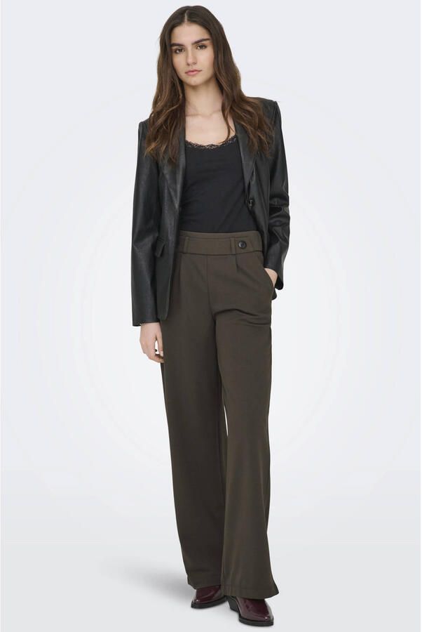 JDY high waist wide leg broek GEGGO donkerbruin - Foto 3