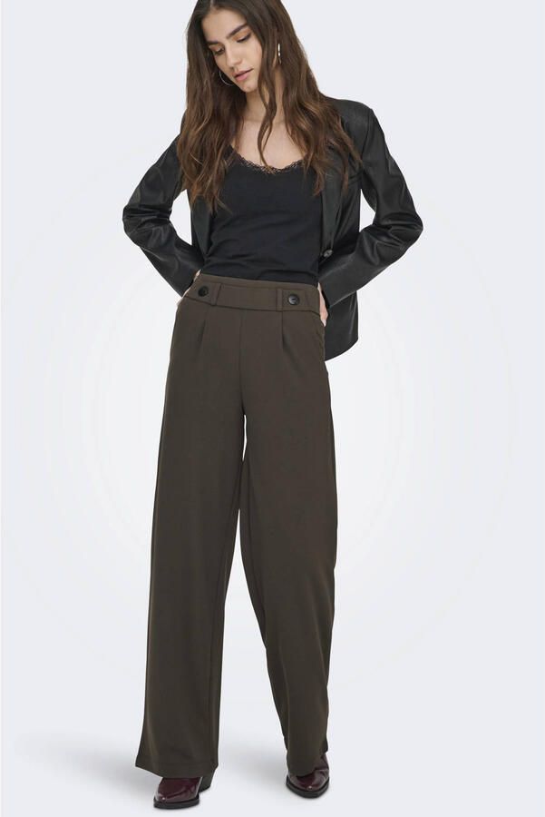 JDY high waist wide leg broek GEGGO donkerbruin - Foto 4