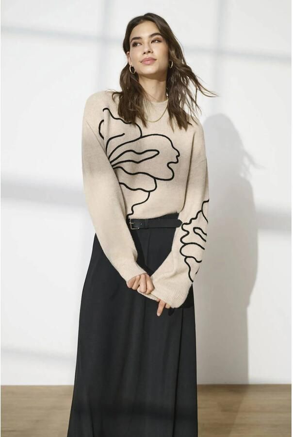 JDY Gebreide trui JELLA L S FLOWER PULLOVER KNT NOOS