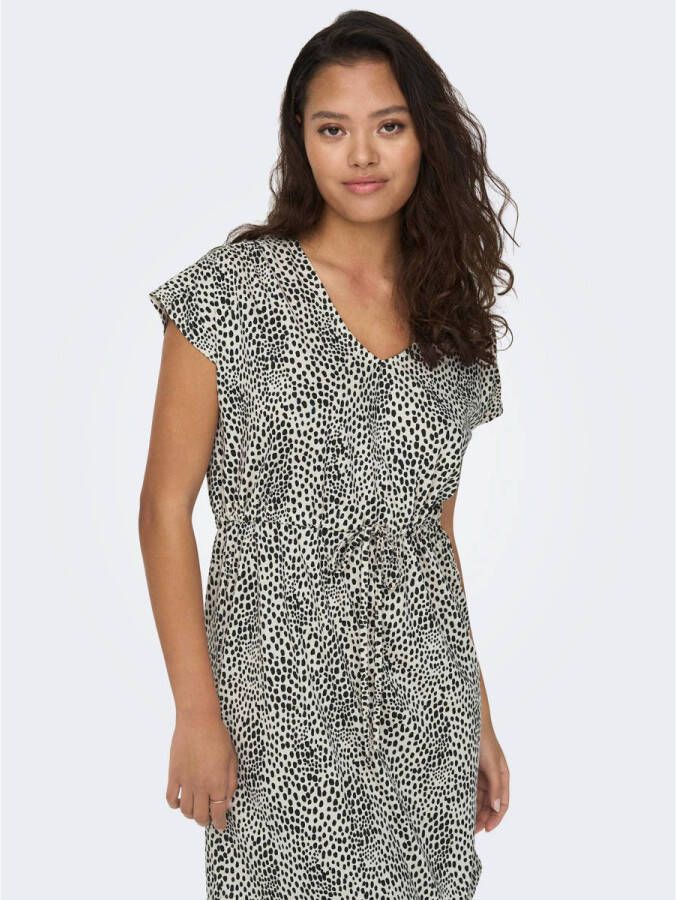 JDY jurk DALILA met all over print ecru zwart