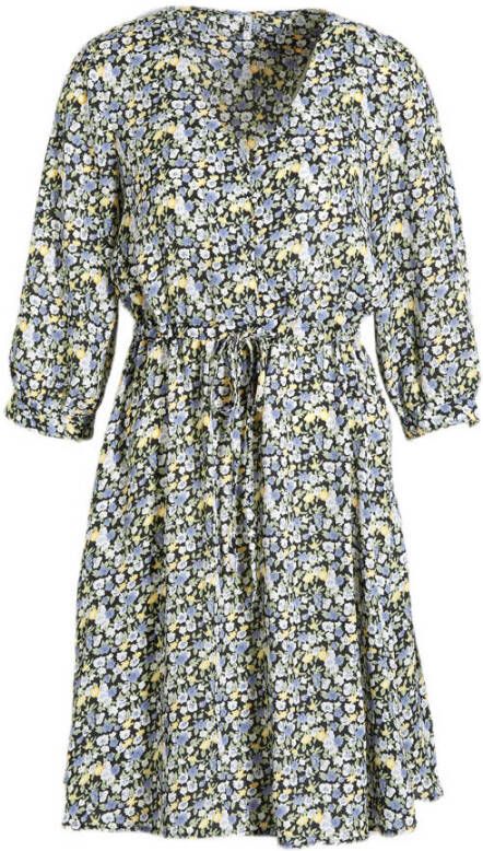 JDY jurk PERNILLE met all over print en ceintuur zwart lavendel